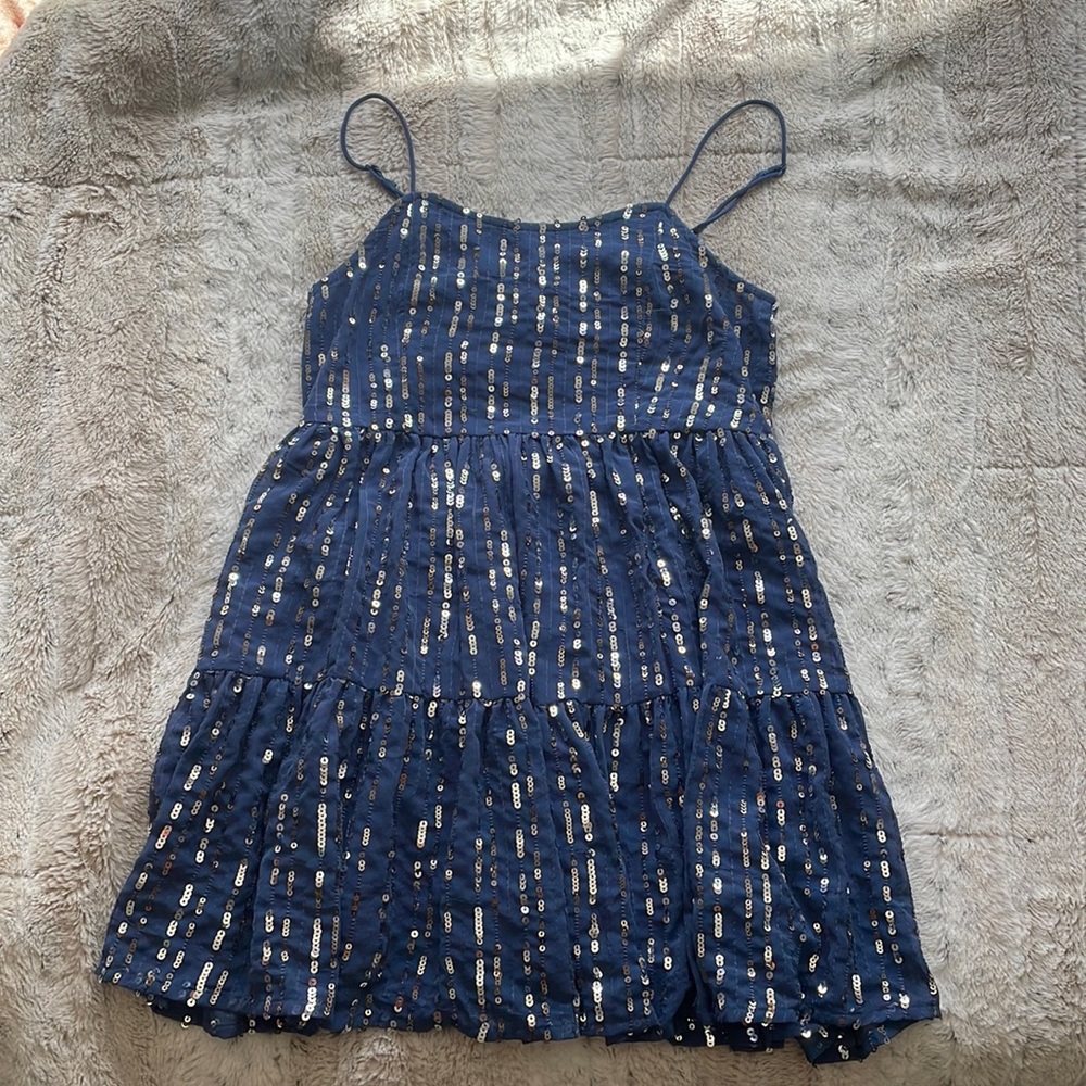 URBAN OUTFITTERS BLUE SEQUIN XS BABYDOLL DRESS